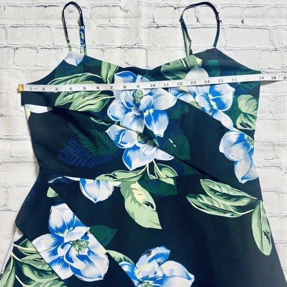 Banana Republic Floral Tropical Asymmetrical Faux Wrap Midi Dress Size 6 - Picture 9 of 12